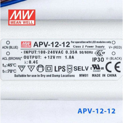 An APV-12-12 Mean Well SMPS - 12V 1A 12W LED Power Supply