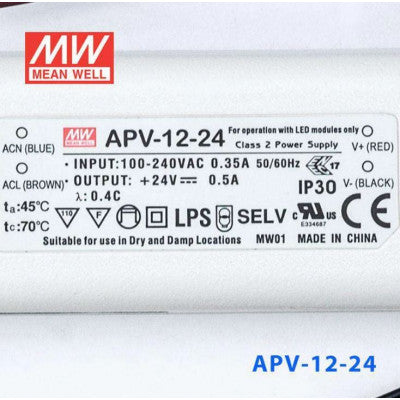An APV-12-24 Mean Well SMPS - 24V 0.5A 12W LED Power Supply
