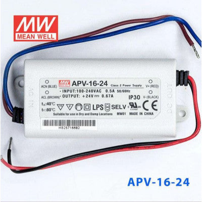 An APV-16-24 Mean Well SMPS - 24V 0.67A 16.08W LED Power Supply