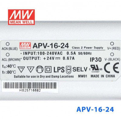 An APV-16-24 Mean Well SMPS - 24V 0.67A 16.08W LED Power Supply