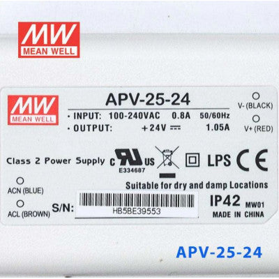 An APV-25-24 Mean Well SMPS 24V 1.05A 25.2W LED Power Supply