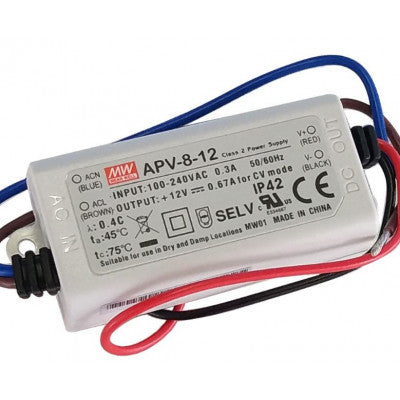 An APV-8-12 Mean Well SMPS - 12V 0.67A 8.04W LED Power Supply