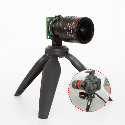 An Arducam Tripod for Raspberry Pi HQ Camera, Variable Height Portable Camera Tripod Stand