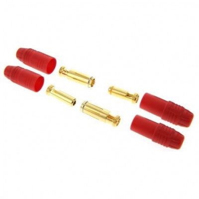 An AS150 Anti Spark Self Insulating Gold Plated Bullet Connector - RED - 4 Pieces pack