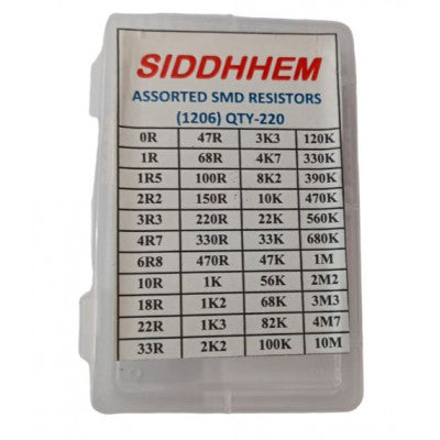 An Assorted SMD Resistors Box 1206 SMD Package - 220 Pieces Set (5 Pieces Each Value)