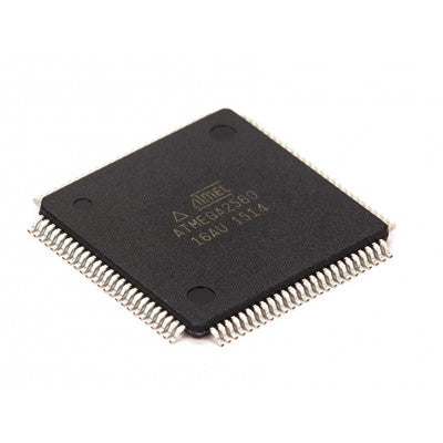 An ATMEGA2560 - 16AU Microcontroller  - (SMD Package) - TQFP - 100 Pin Microcontroller