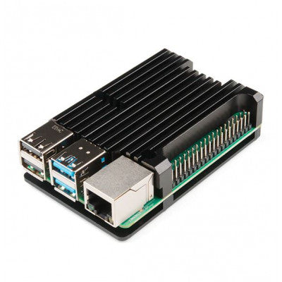 An Black Aluminum Heat Sink Case for Raspberry Pi 4 Model B