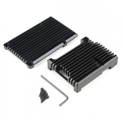An Black Aluminum Heat Sink Case for Raspberry Pi 4 Model B