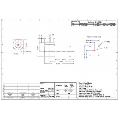 An BNC Connector Female 50 Ohm Right Angled For PCB Mount