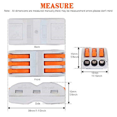 An CH-813 0.08-2.5mm SPL- 3 Pole Wire Connector with Spring Lock Lever for 3 Wire line Connection