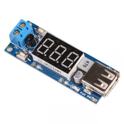 An DC-DC 4.5-40V To 5V 2A USB Charger Step down Converter Voltmeter Module