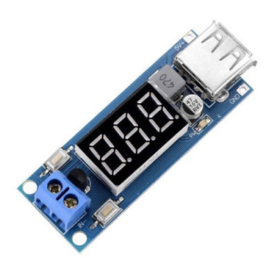 An DC-DC 4.5-40V To 5V 2A USB Charger Step down Converter Voltmeter Module