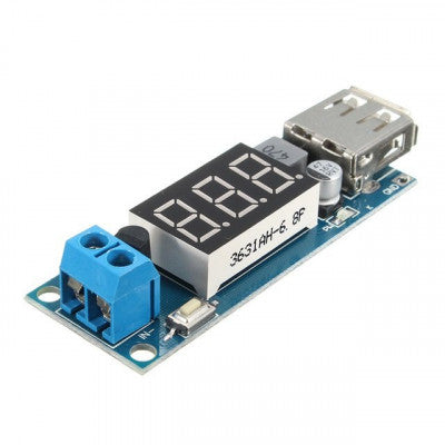 An DC-DC 4.5-40V To 5V 2A USB Charger Step down Converter Voltmeter Module