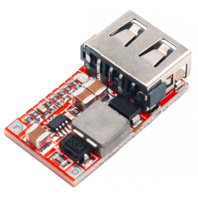 An DC to DC 6-24V to 5V USB Output Step Down Power Charger with Adjustable Buck Converter