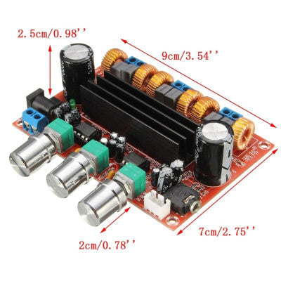 An DC12-24V TPA3116D2 2.1 Channel Digital Subwoofer Power Amplifier Board