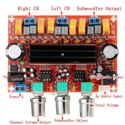 An DC12-24V TPA3116D2 2.1 Channel Digital Subwoofer Power Amplifier Board