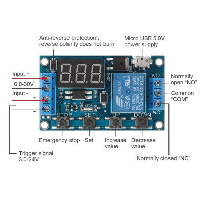 An DC5V 1 Channel Relay Module Delay Timer Control Switch Board