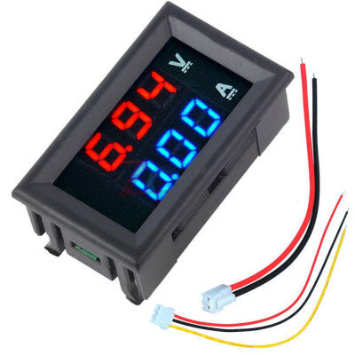 An Digital Voltmeter (0-100V) and Ammeter (10 A) Dual Led Voltage Current Measurement Module