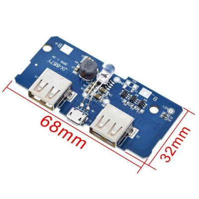 An Dual Micro USB 3.7v to 5V 2A Power Bank DIY 18650 LiPo Charger