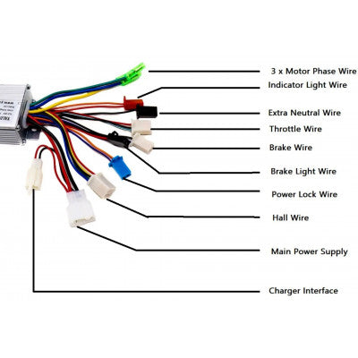 An Ebike Brushless Sine Wave Motor Controller 36V for Hub Motor 250W