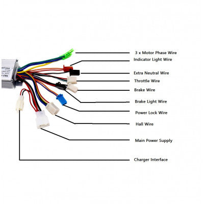 An Ebike Brushless Sine Wave Motor Controller 36V for Hub Motor 350W