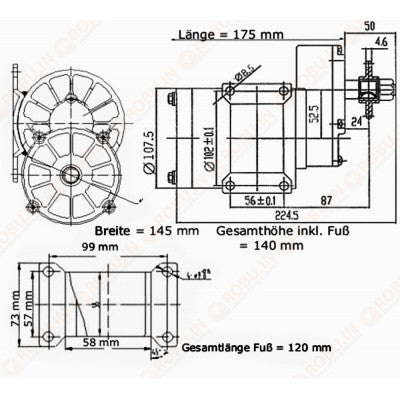 An Ebike MY1020Z 600W 36V 480RPM DC Motor (GB)