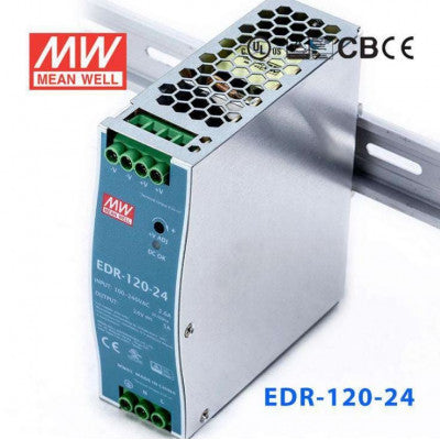 An EDR-120-24 Mean well SMPS - 24V 5A 120W Din Rail Metal Power Supply