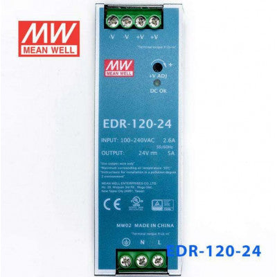 An EDR-120-24 Mean well SMPS - 24V 5A 120W Din Rail Metal Power Supply