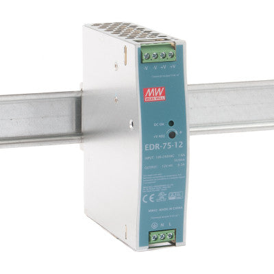 An EDR-75-12 Mean well SMPS - 12V 6.3A 75.6W Din Rail Metal Power Supply