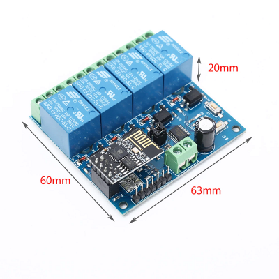 An ESP8266 ESP-01 5V 4-Channels WiFi Relay Module for Home Remote Control Switch