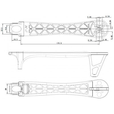An F450 F550 Replacement Arm Red 220mm