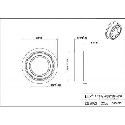 An F688ZZ Flanged Ball Bearing