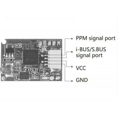 An FlySky FS-A8S 2.4G 8CH Mini Receiver Module Rev 2