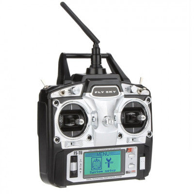 An FlySky FS-T6 6 Channel Transmitter with FS-R6B Receiver