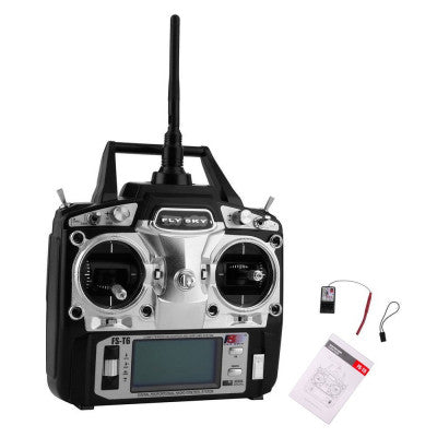 An FlySky FS-T6 6 Channel Transmitter with FS-R6B Receiver