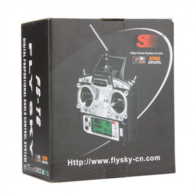 An FlySky FS-T6 6 Channel Transmitter with FS-R6B Receiver