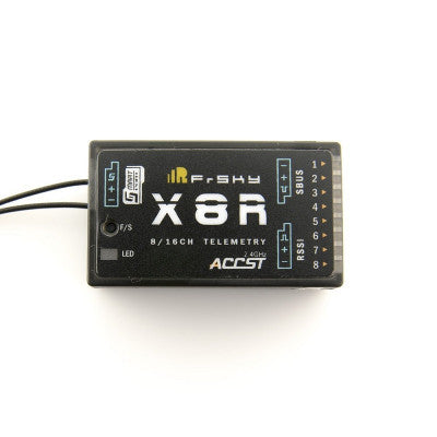 An FrSky X8R 8/16ch Full Duplex Telemetry Receiver