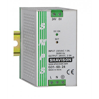 An G31-60-24 Shavison SMPS - 24V 2.5A - 60W DIN Rail Mountable Metal Power Supply