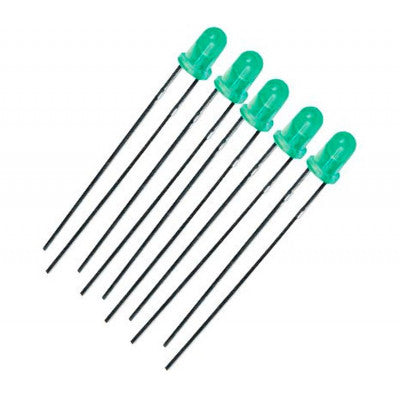 An Green LED - 3mm Diffused - 5 Pieces Pack