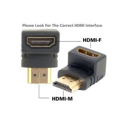 An HDMI Female to HDMI Male Right Angle Adapter for Raspberry Pi 3
