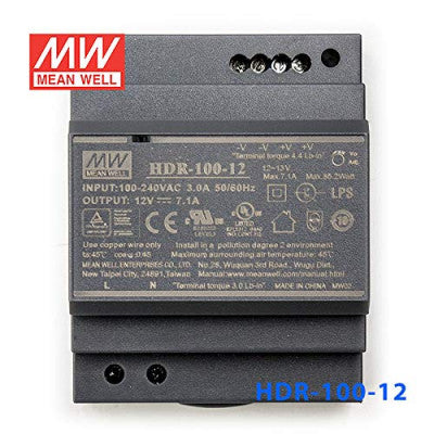 An HDR-100-12 Mean well SMPS - 12V 7.1A 85.2W Din Rail Metal Power Supply