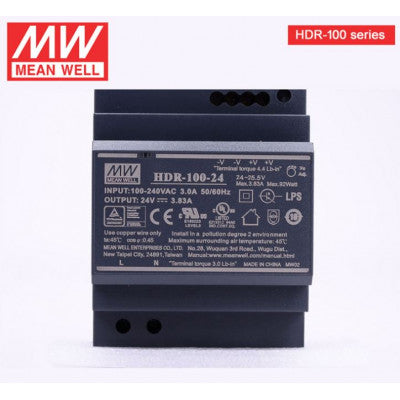An HDR-100-24 Mean well SMPS - 24V 3.83A 92W Din Rail Metal Power Supply