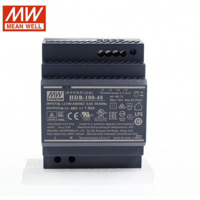 An HDR-100-48 Mean well SMPS - 48V 1.92A 92.2W Din Rail Metal Power Supply