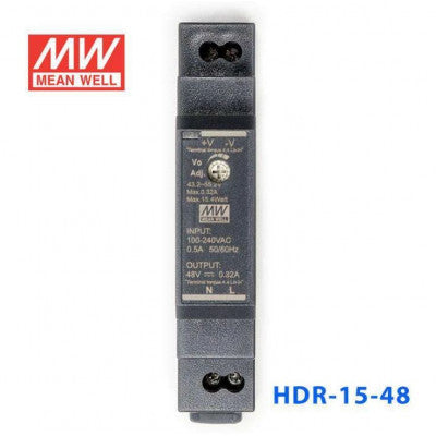 An HDR-15-48 Mean well SMPS - 48V 0.32A 15.4W Din Rail Metal Power Supply