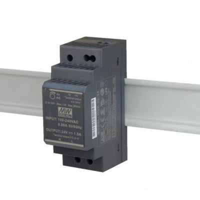 An HDR-30-24 Mean well SMPS - 24V 1.5A 36W Din Rail Metal Power Supply