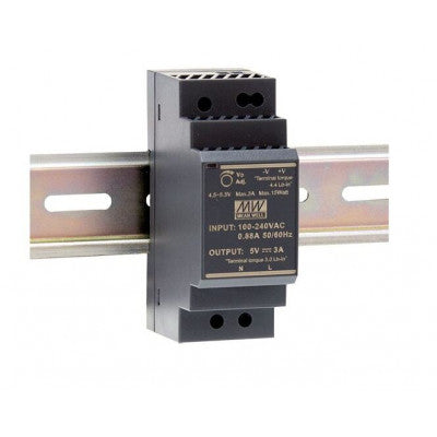 An HDR-30-5 Mean well SMPS - 5V 3A 15W Din Rail Metal Power Supply
