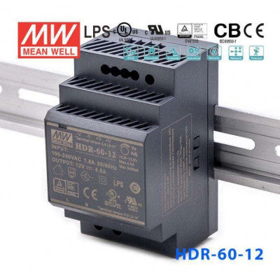 An HDR-60-12 Mean well SMPS - 12V 4.5A 54W Din Rail Metal Power Supply