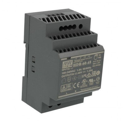 An HDR-60-48 Mean well SMPS - 48V 1.25A 60W Din Rail Metal Power Supply