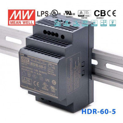 An HDR-60-5 Mean well SMPS - 5V 6.5A 32.5W Din Rail Metal Power Supply