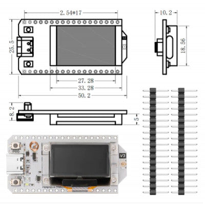 An Heltec Automation LoRa ESP32 OLED Display Bluetooth WIFI IOT Development Board for Arduino